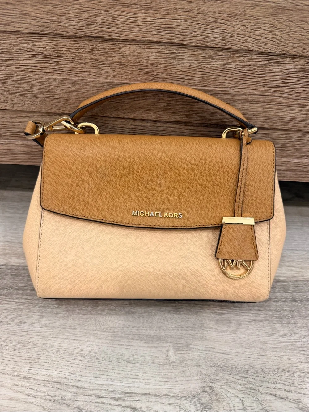 Michael Kors Tan & Blush Top-Handle Satchel